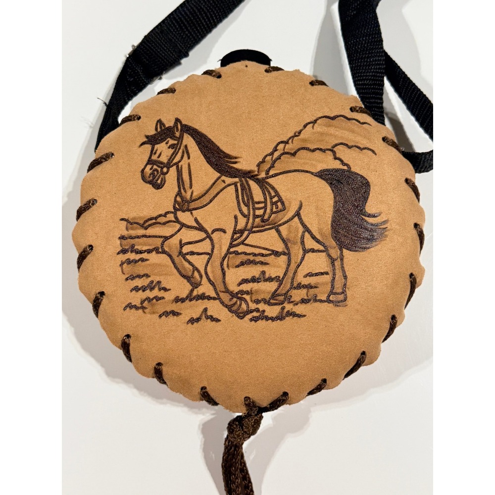 Suede Horse Western Canteen Flask - Shoulder Strap - Made in Mexico - 7" - NEW